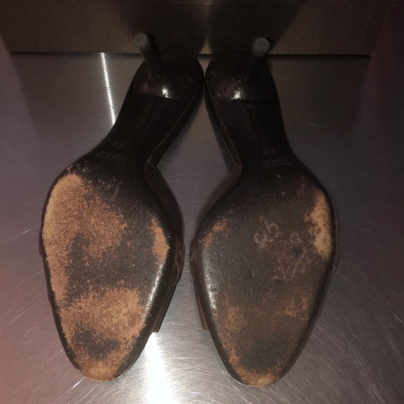 Gucci brown leather Guccisima sandals heels 39 - Picture 2 of 6